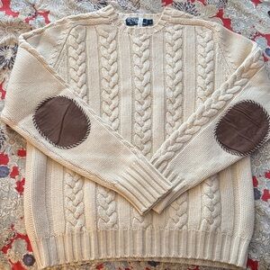 Ralph Lauren Beige Cable Knit Crewneck Sweater